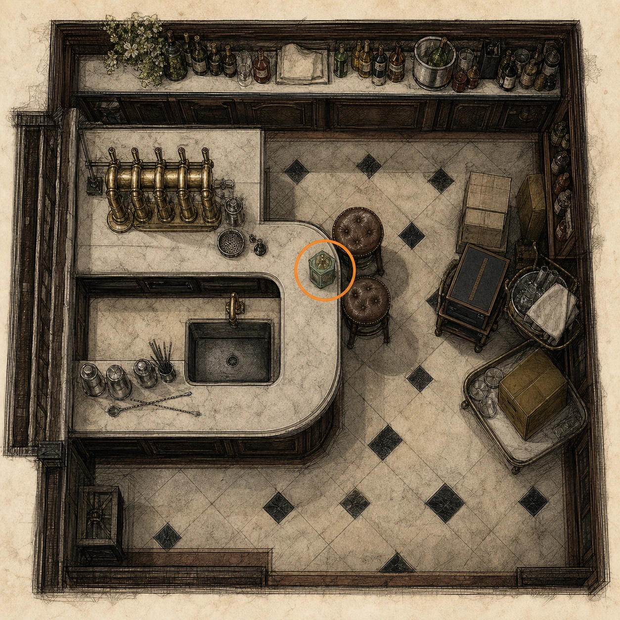 Location sketch for Antique Coin #11 in Resident Evil: Requiem
