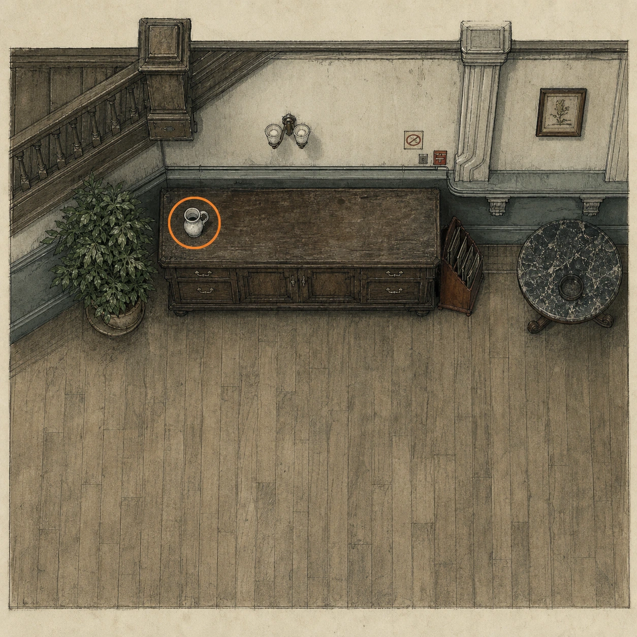 Location sketch for Antique Coin #19 in Resident Evil: Requiem