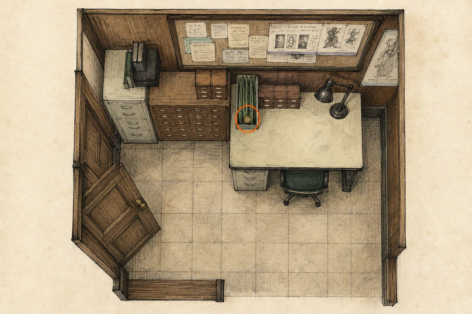 Location sketch for Antique Coin #20 in Resident Evil: Requiem
