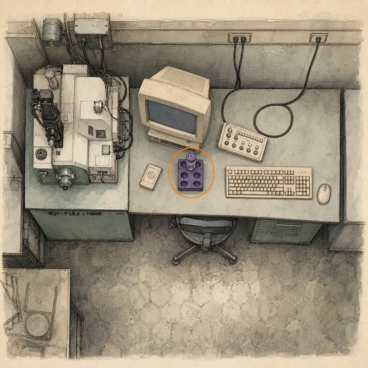 Location sketch for Blood Specimen (Denatured) - Purple in Resident Evil: Requiem