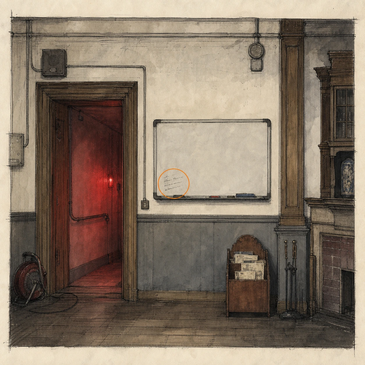 Location sketch for File #10 - Whiteboard Scrawl in Resident Evil: Requiem