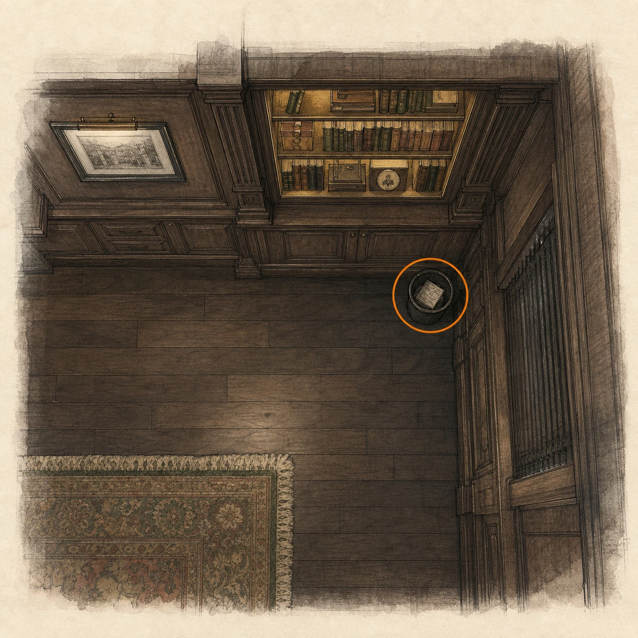 Location sketch for File #13 - Note to a Chairman in Resident Evil: Requiem