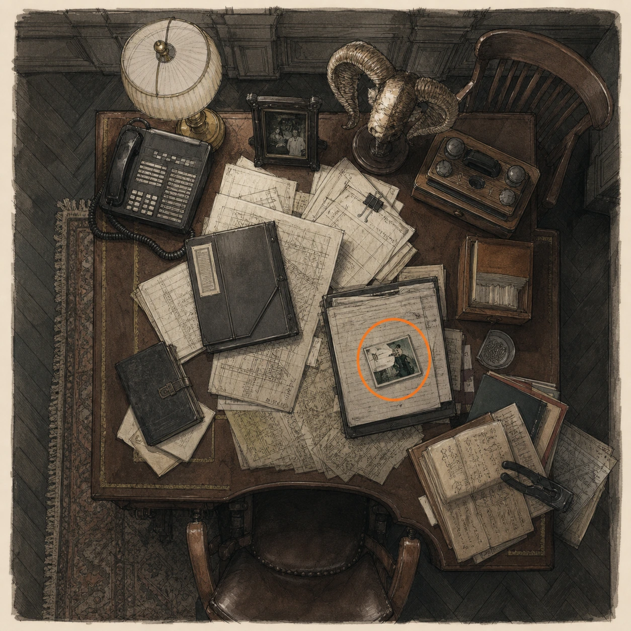 Location sketch for File #18 - Lead Researcher's Picture 1 in Resident Evil: Requiem