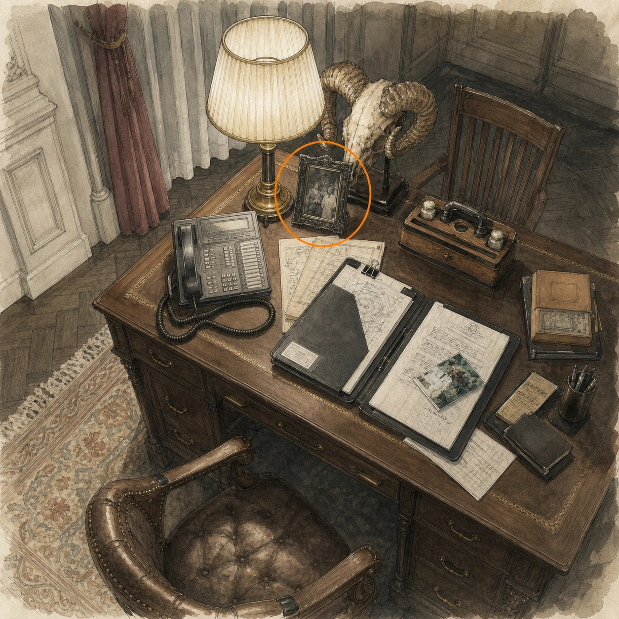 Location sketch for File #19 - Lead Researcher's Picture 3 in Resident Evil: Requiem