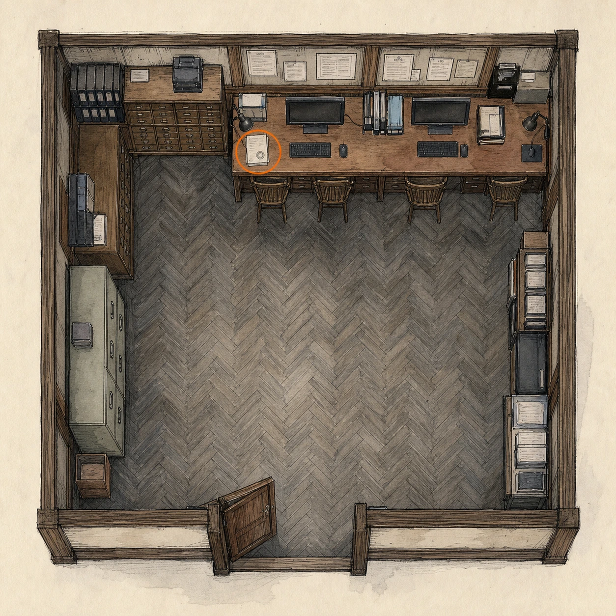 Location sketch for File #23 - Bar & Lounge Safe Code in Resident Evil: Requiem