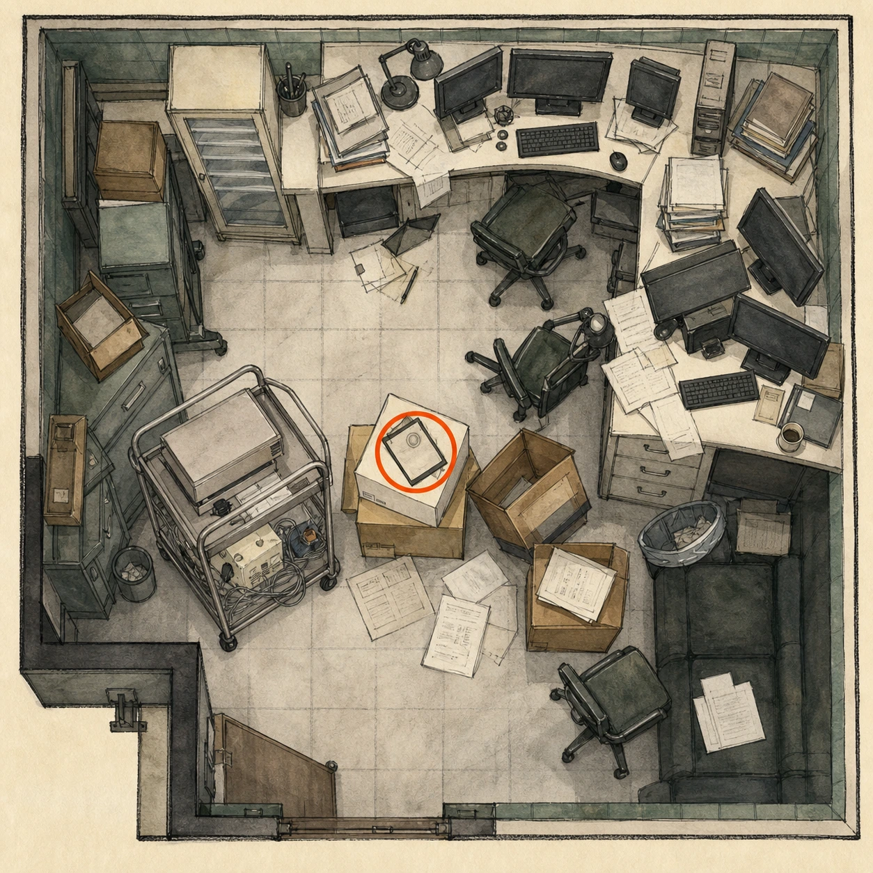 Location sketch for File #30 - Double Mutation in Resident Evil: Requiem