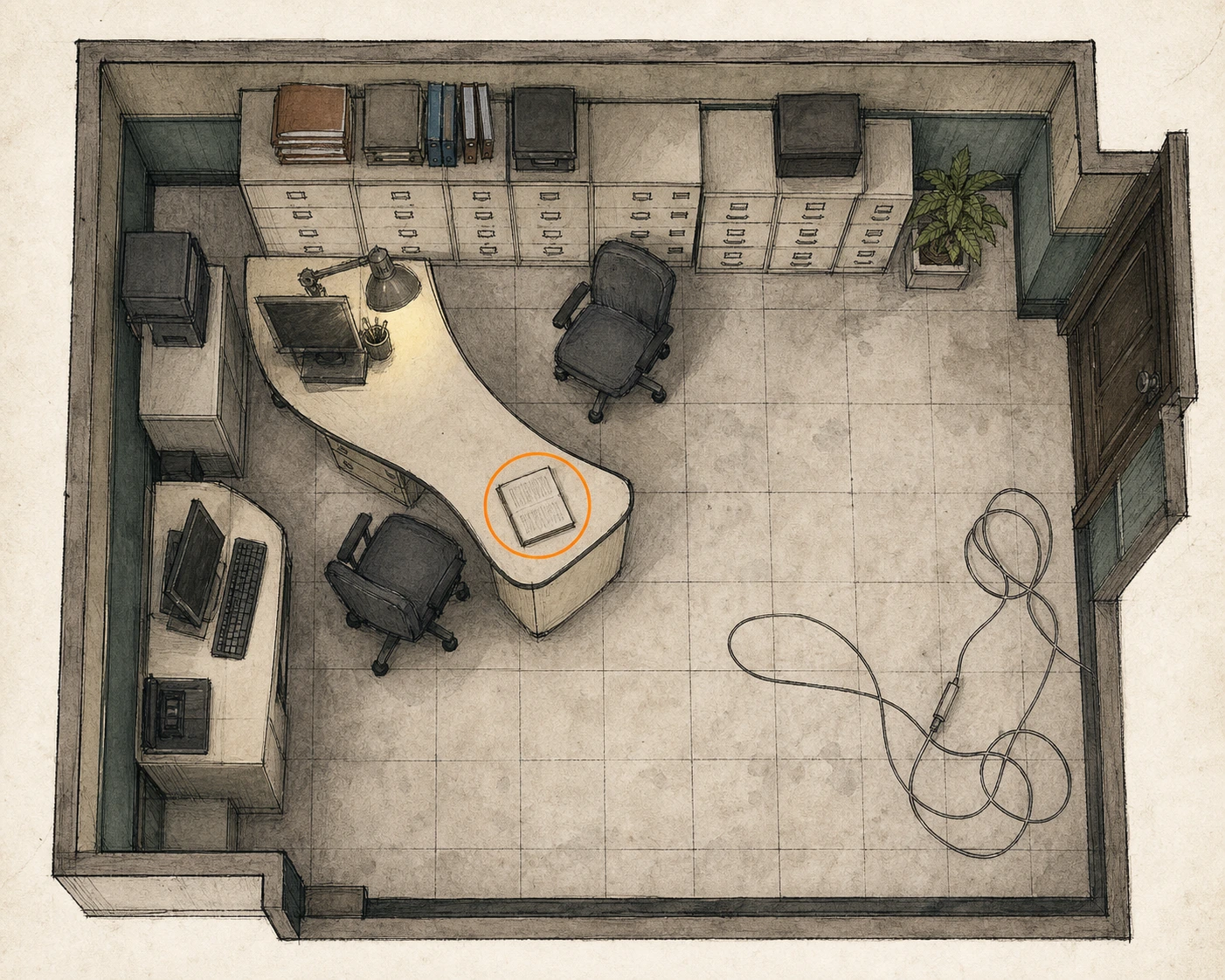 Location sketch for File #31 - Nurse's Log in Resident Evil: Requiem