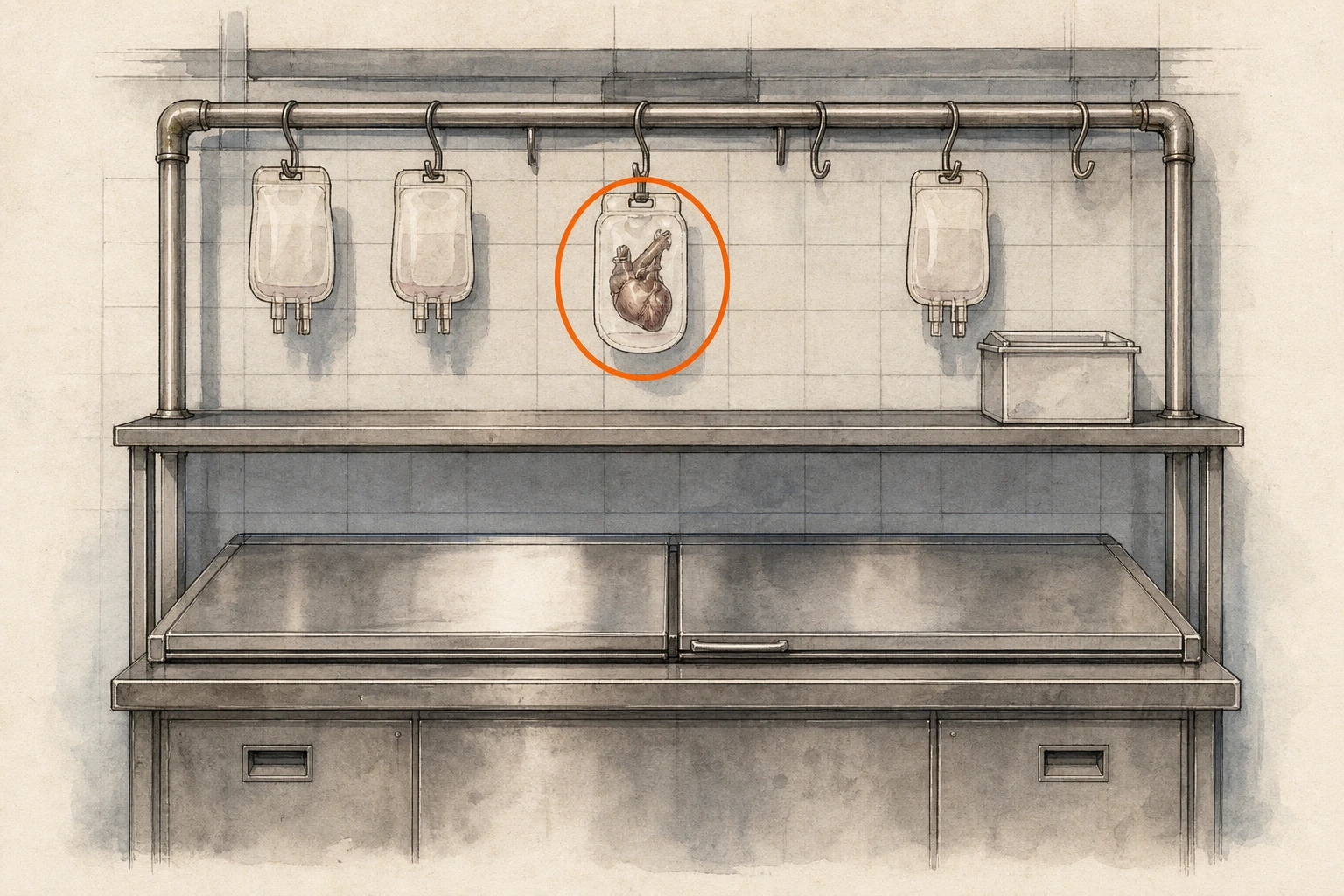 Location sketch for Artificial Heart in Resident Evil: Requiem