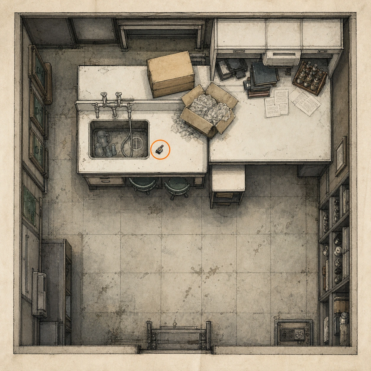 Location sketch for Blood Collector in Resident Evil: Requiem