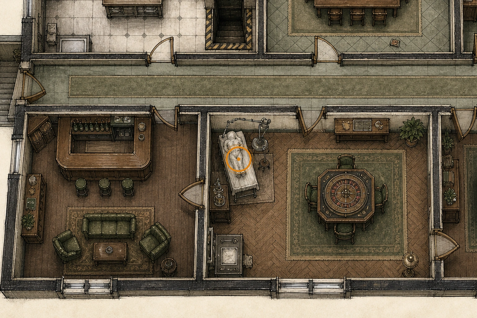 Location sketch for East Wing Keycard in Resident Evil: Requiem