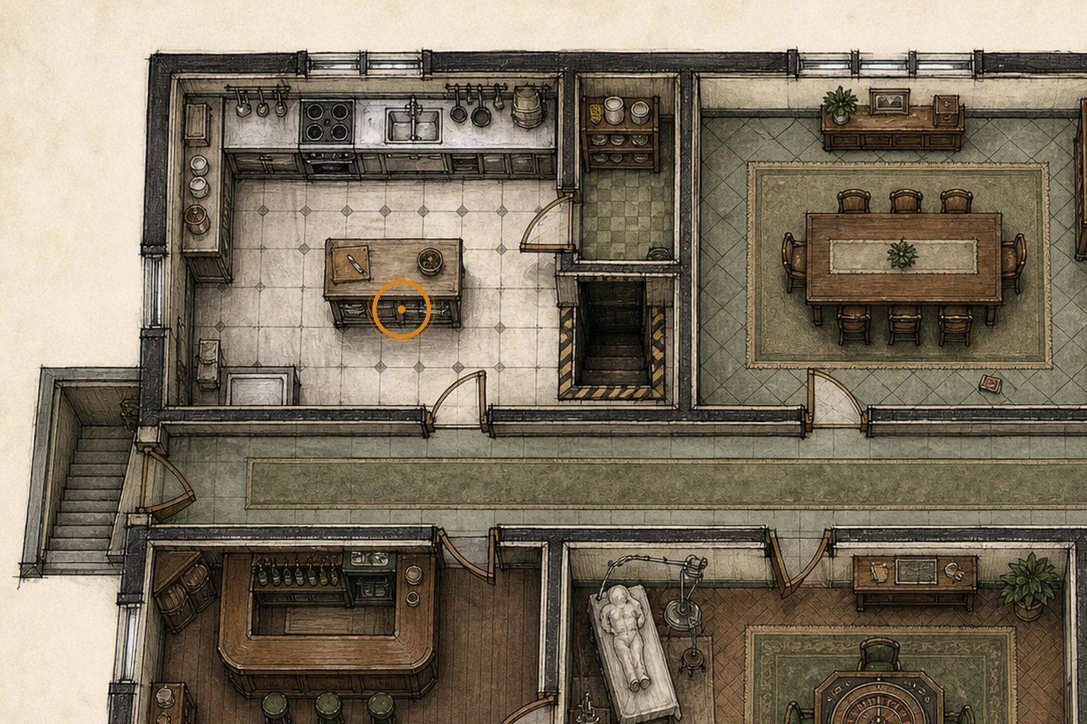 Location sketch for Pantry Key in Resident Evil: Requiem