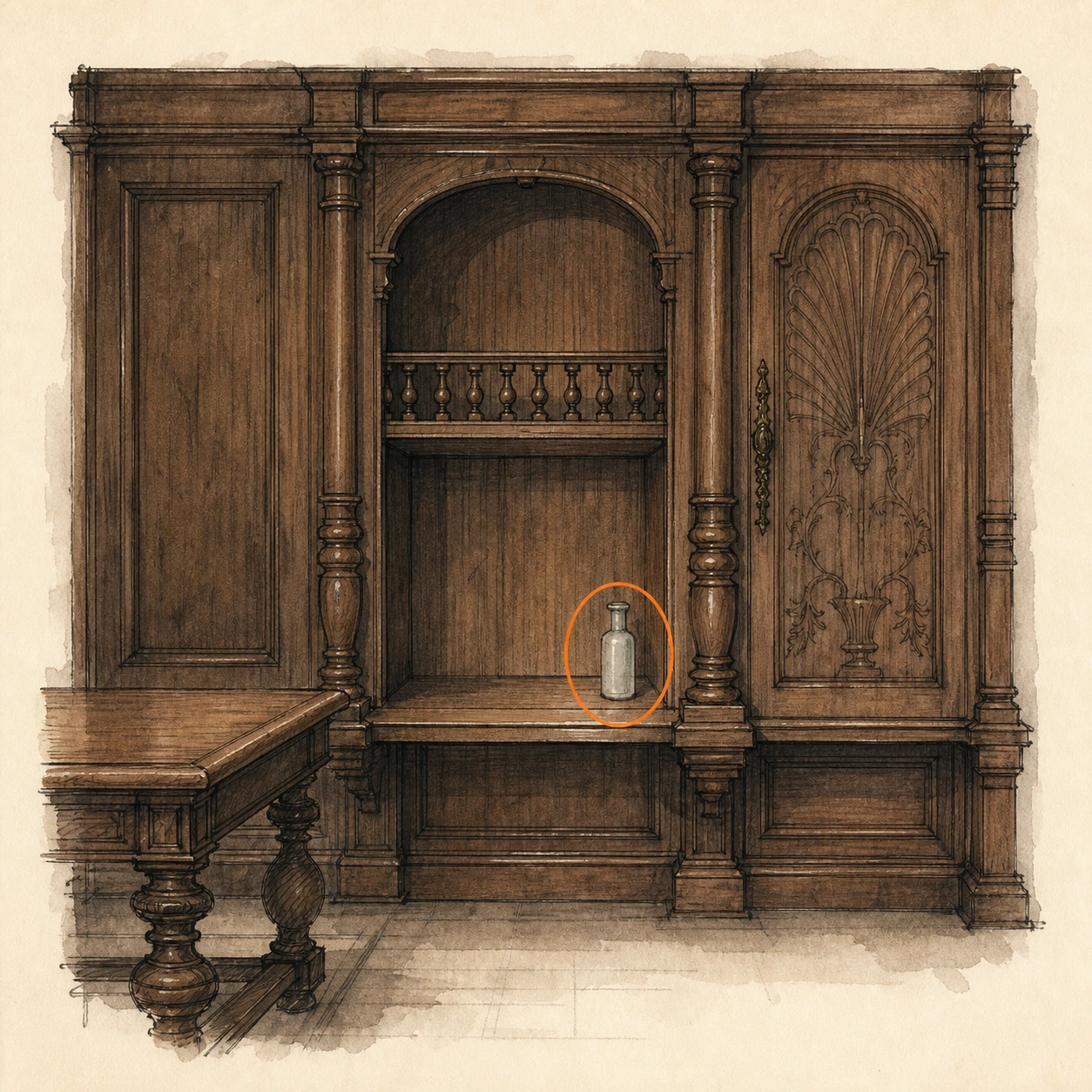 Location sketch for Empty Bottle in Resident Evil: Requiem