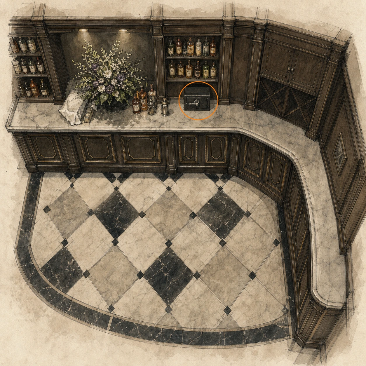 Location sketch for Safe #1 in Resident Evil: Requiem