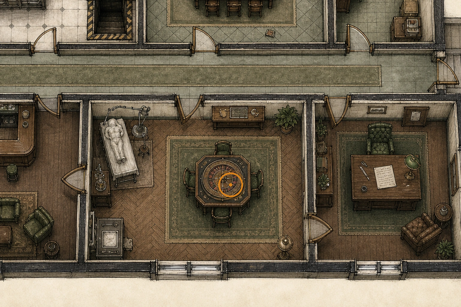 Location sketch for Parlor Roulette-Wheel Reward in Resident Evil: Requiem