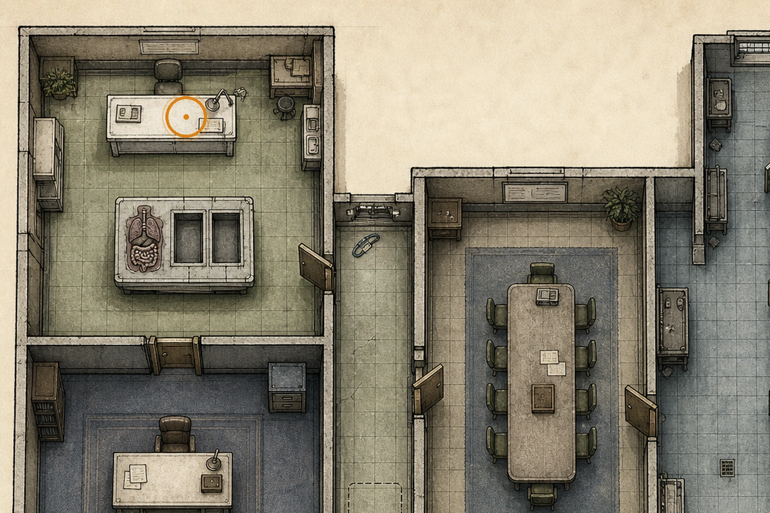 Location sketch for Hemolytic Injector in Resident Evil: Requiem