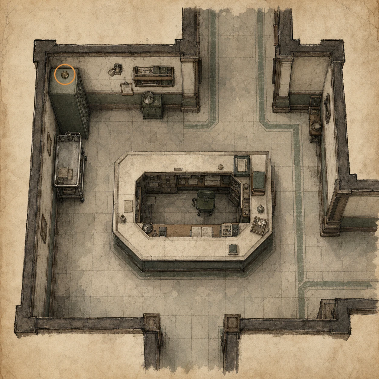 Location sketch for Antique Coin #1 in Resident Evil: Requiem