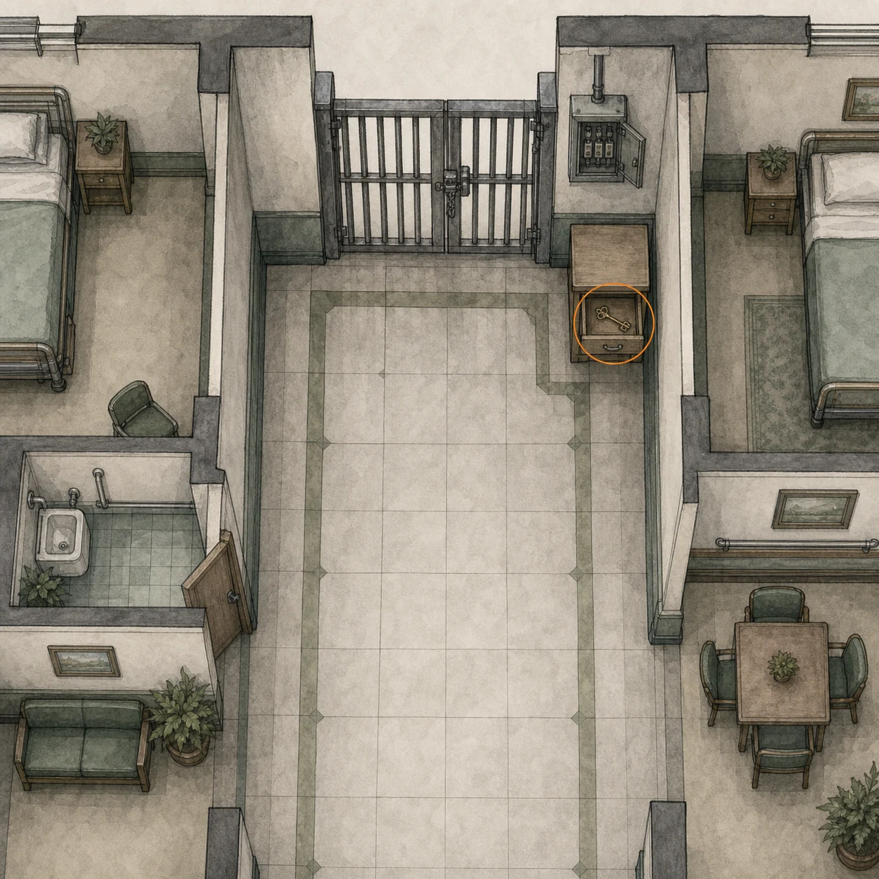 Location sketch for Cherub Key in Resident Evil: Requiem