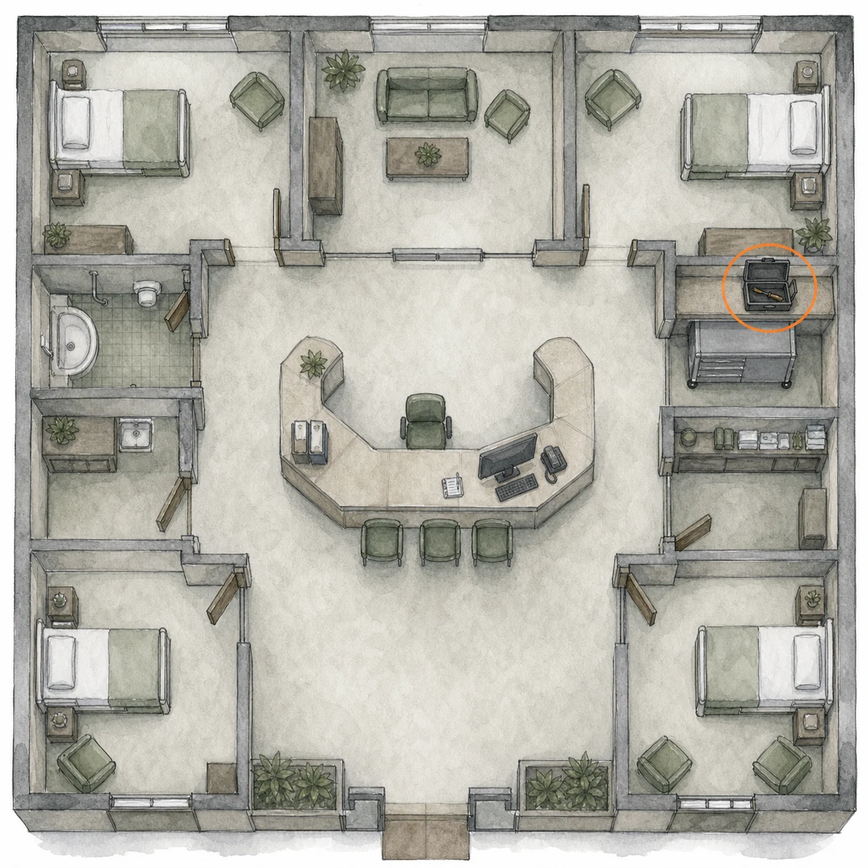 Location sketch for Screwdriver in Resident Evil: Requiem