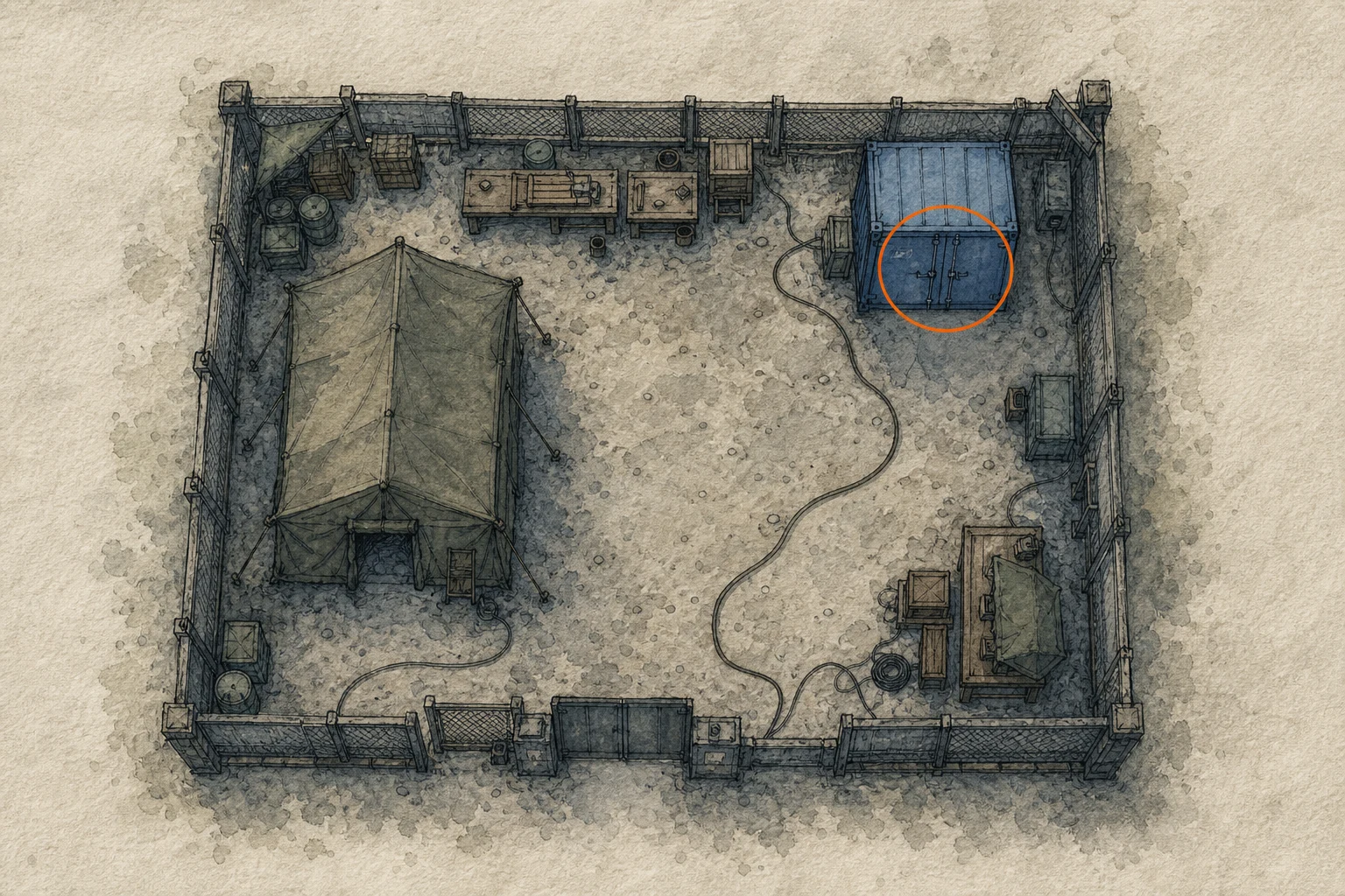 Location sketch for BSAA Container #2 in Resident Evil: Requiem
