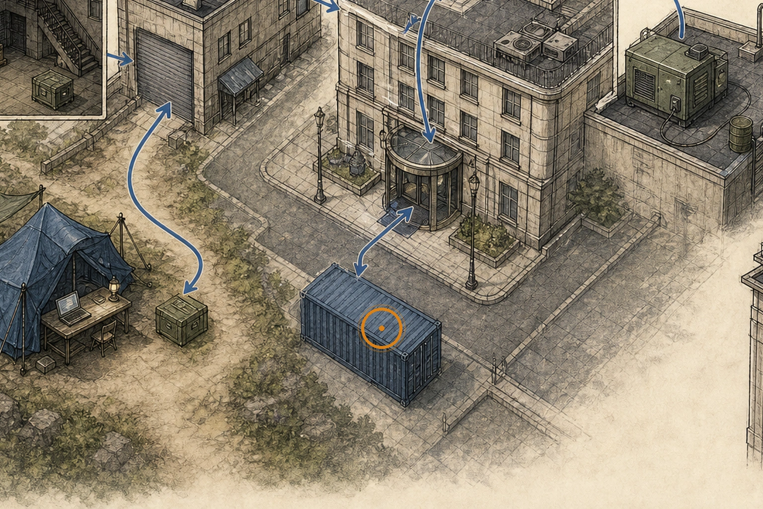 Location sketch for BSAA Container #3 in Resident Evil: Requiem