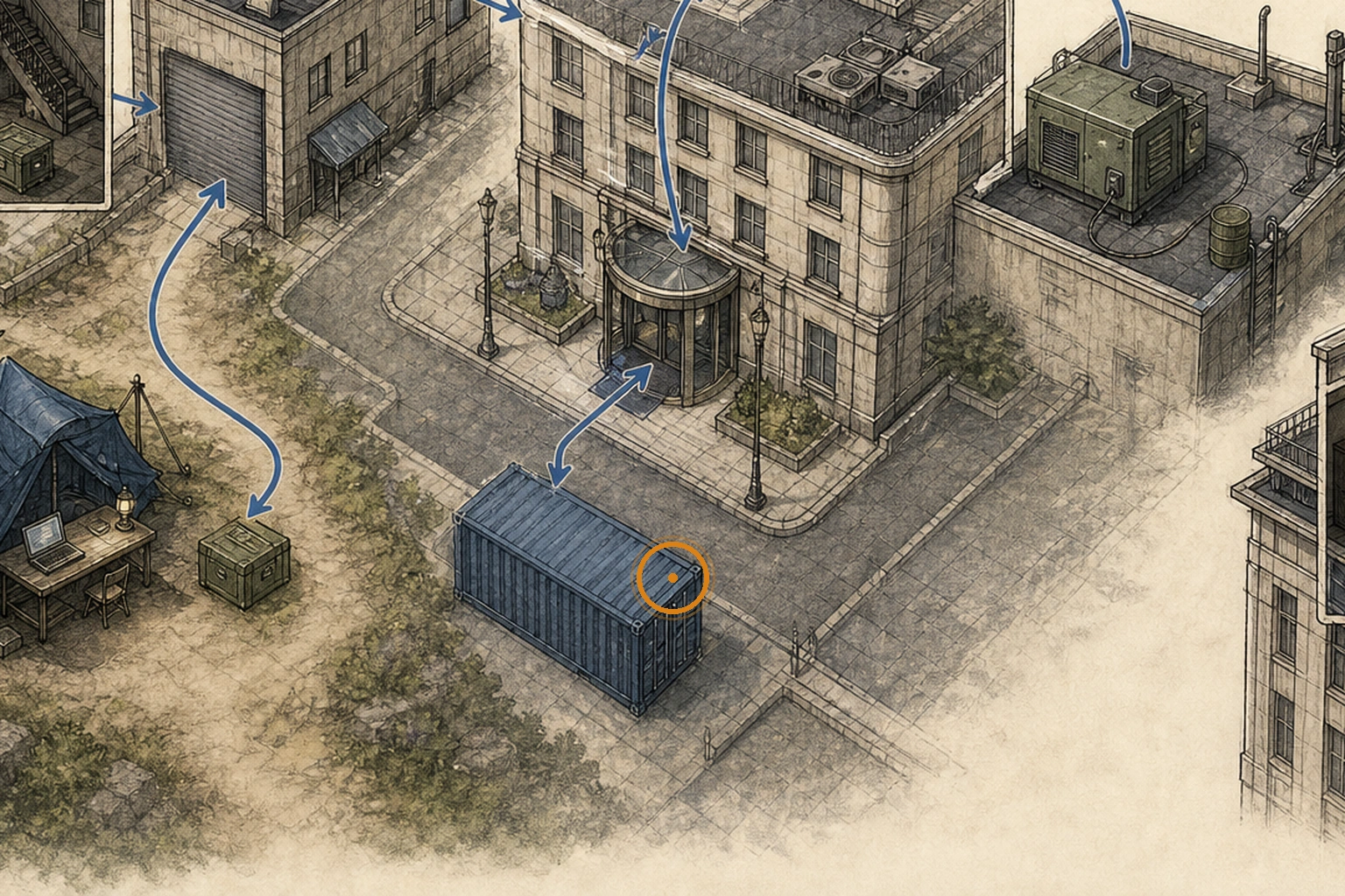 Location sketch for BSAA Emblem Charm in Resident Evil: Requiem