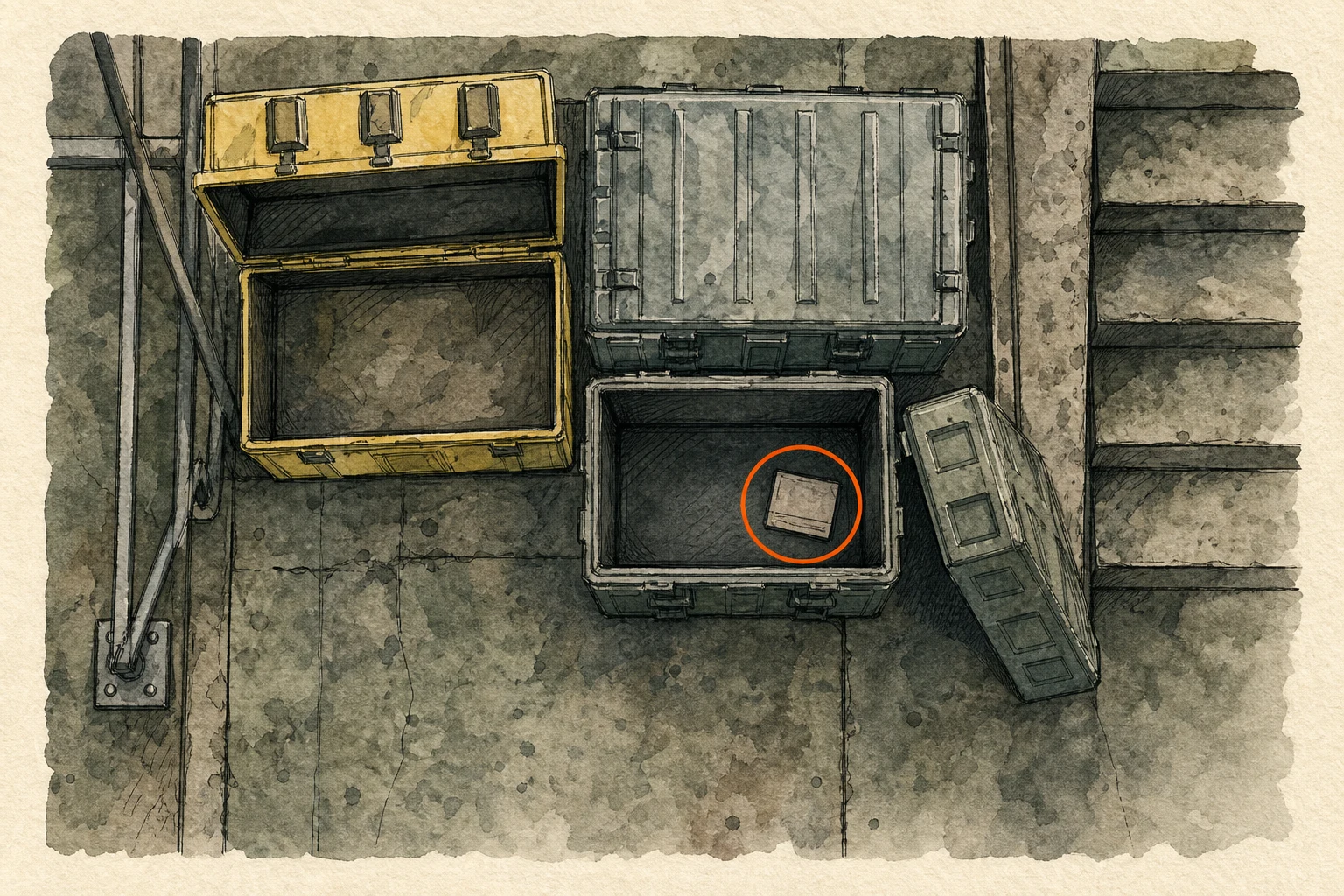 Location sketch for File #53 - Engineer Corps Note in Resident Evil: Requiem