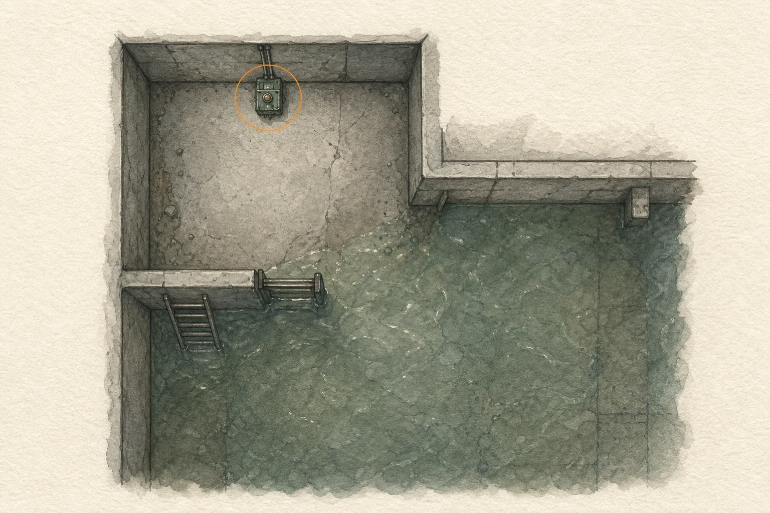 Location sketch for Battery #1 in Resident Evil: Requiem