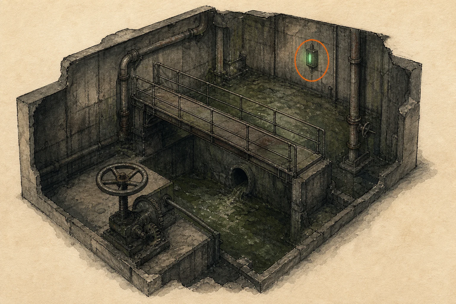 Location sketch for Battery #2 in Resident Evil: Requiem