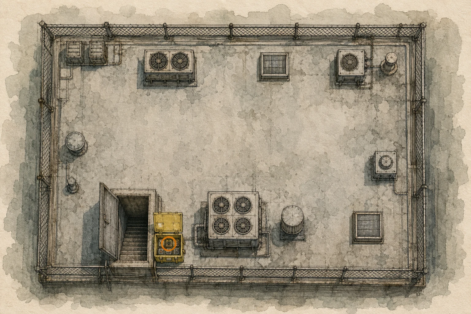 Location sketch for Distributor in Resident Evil: Requiem