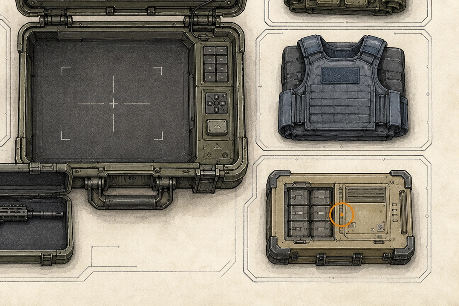 Location sketch for Case Upgrade (8x13) in Resident Evil: Requiem