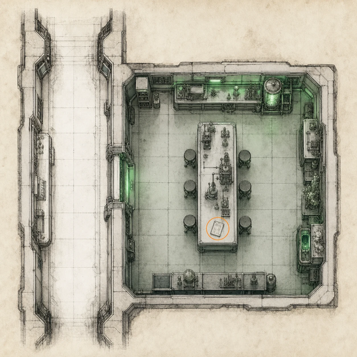 Location sketch for File #63 - Series 60 Results in Resident Evil: Requiem