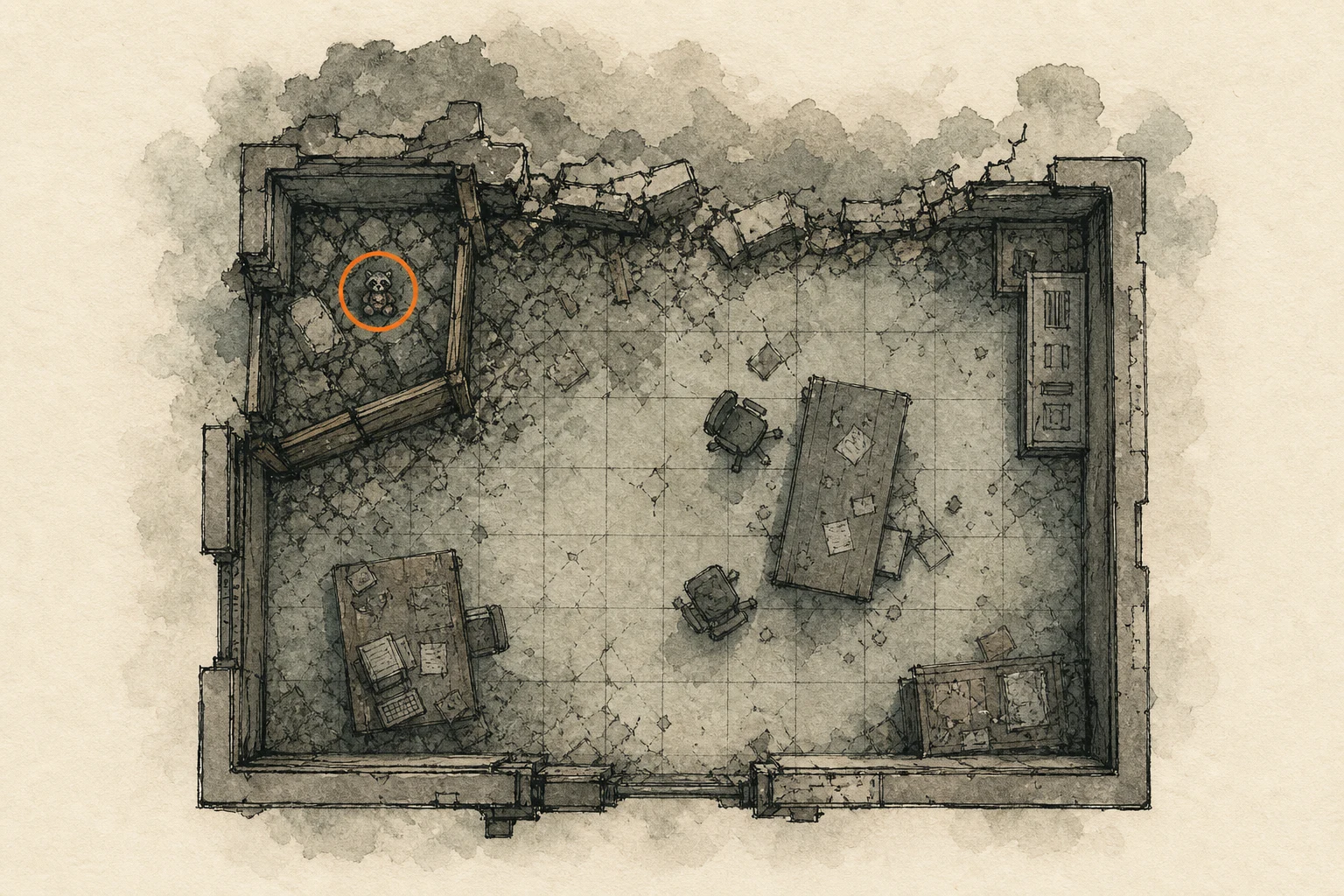 Location sketch for Mr. Raccoon #21 in Resident Evil: Requiem