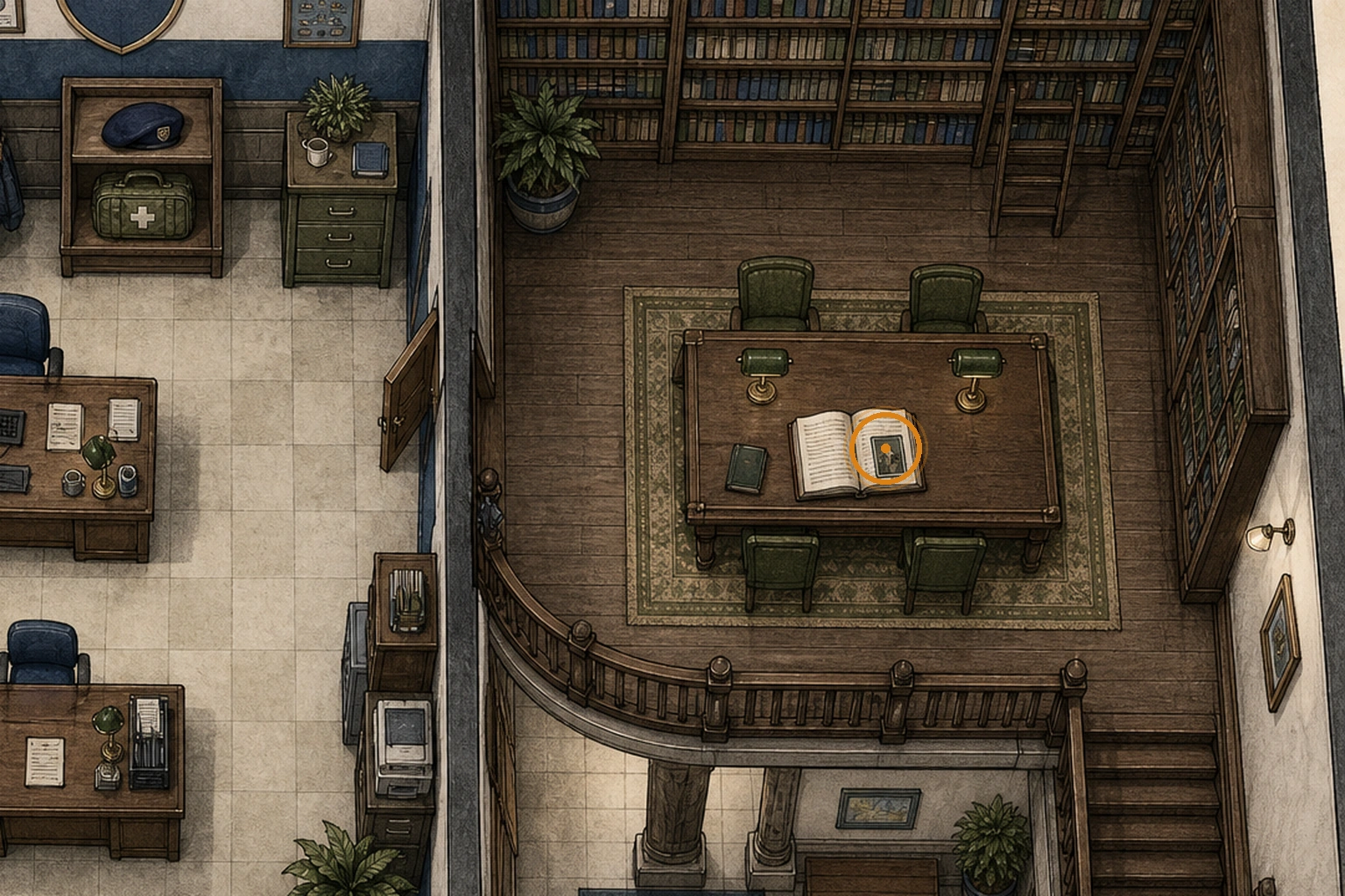 Location sketch for Hidden Library Photograph in Resident Evil: Requiem