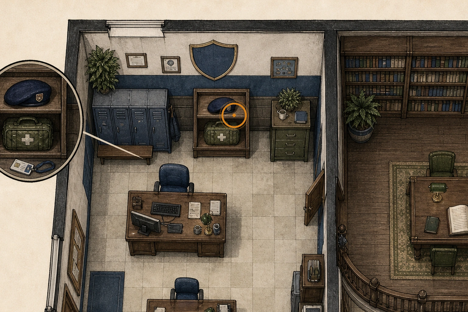 Location sketch for S.T.A.R.S. Office Mementos in Resident Evil: Requiem