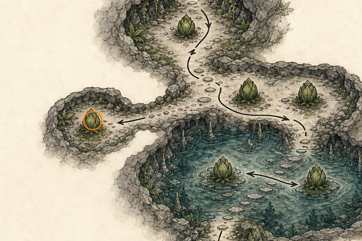 Location sketch for Plant 43 Seedling #5 in Resident Evil: Requiem