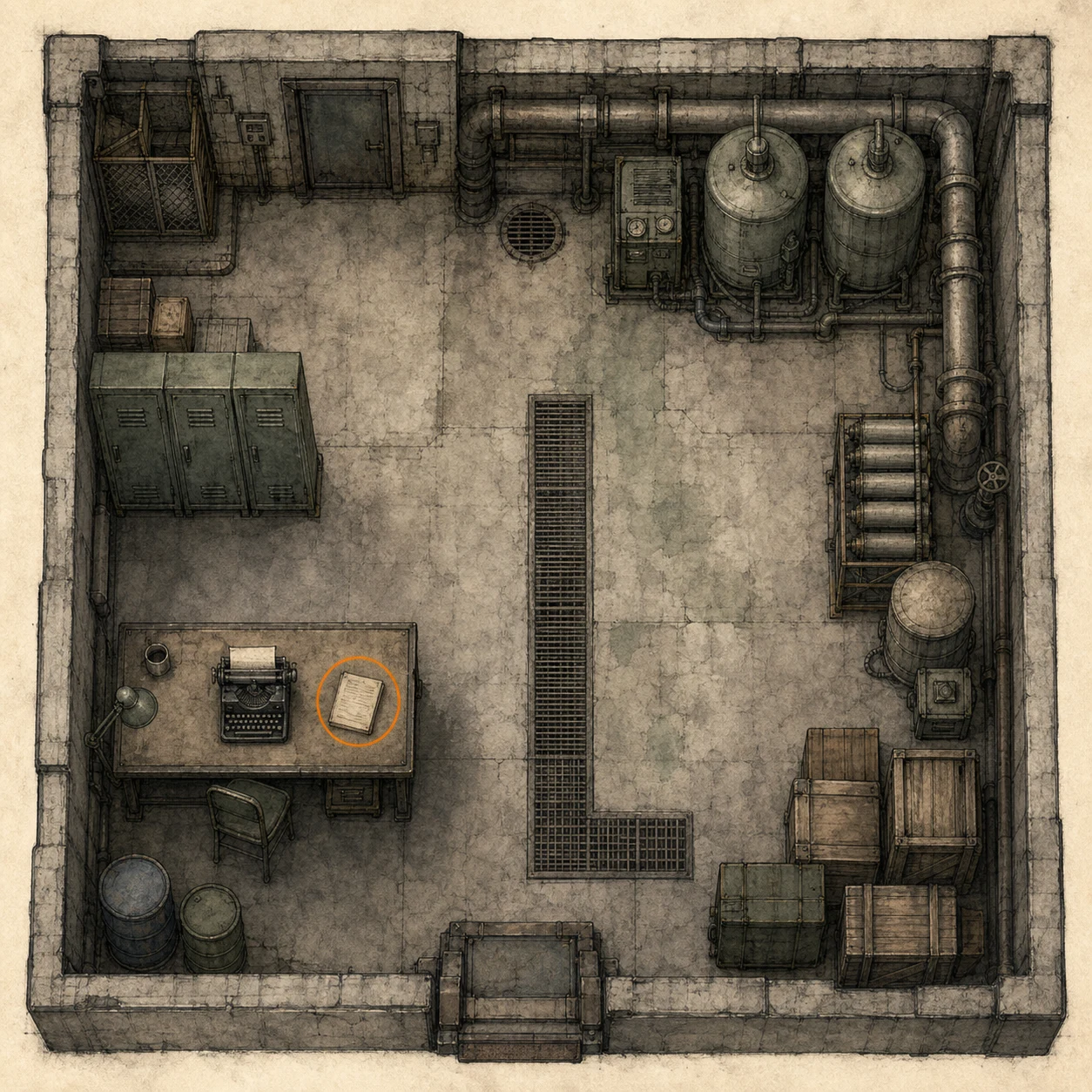 Location sketch for File #47 - Roof Hatch Manual in Resident Evil: Requiem