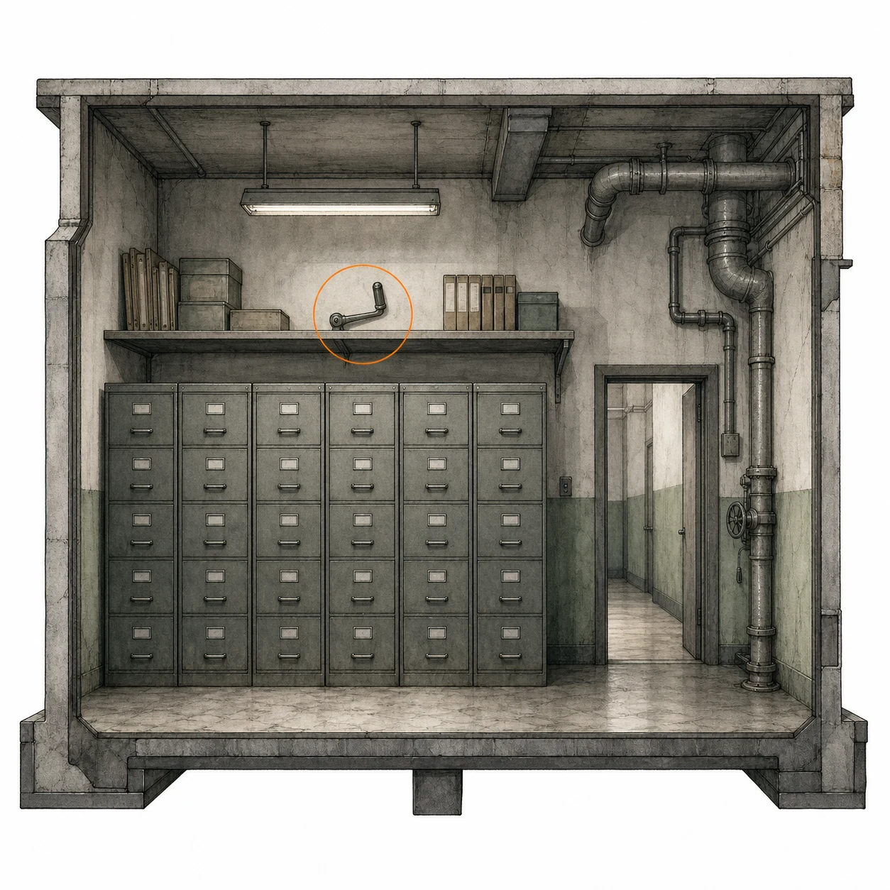 Location sketch for Crank Lever in Resident Evil: Requiem