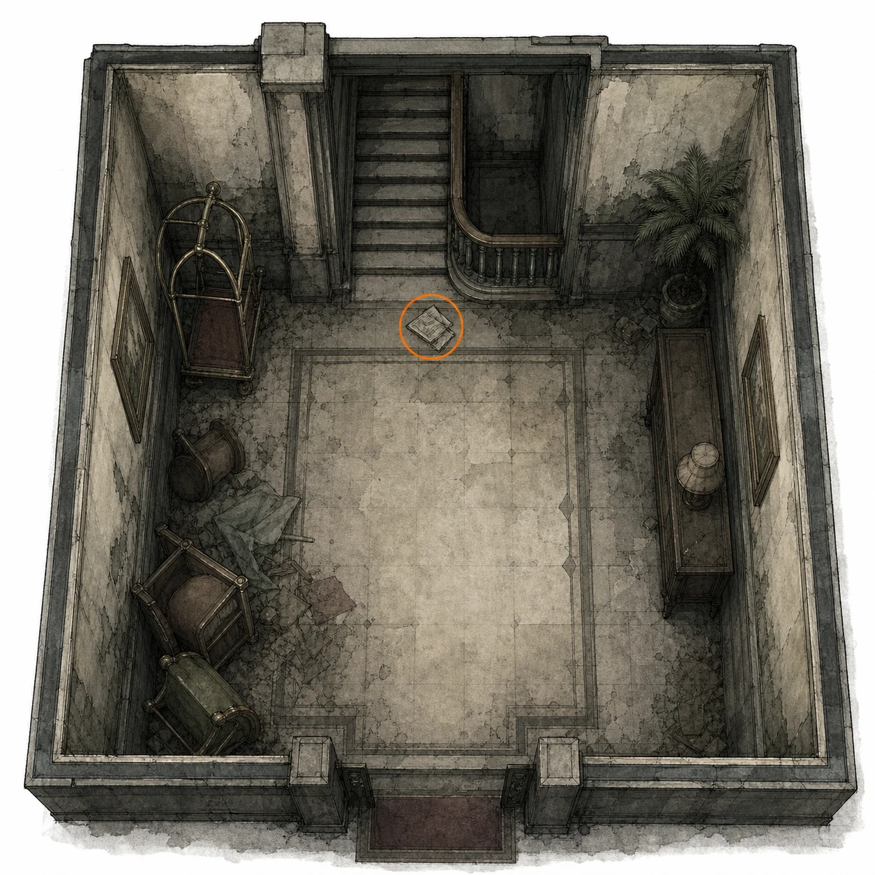 Location sketch for File #3 - Hotel Pamphlet in Resident Evil: Requiem