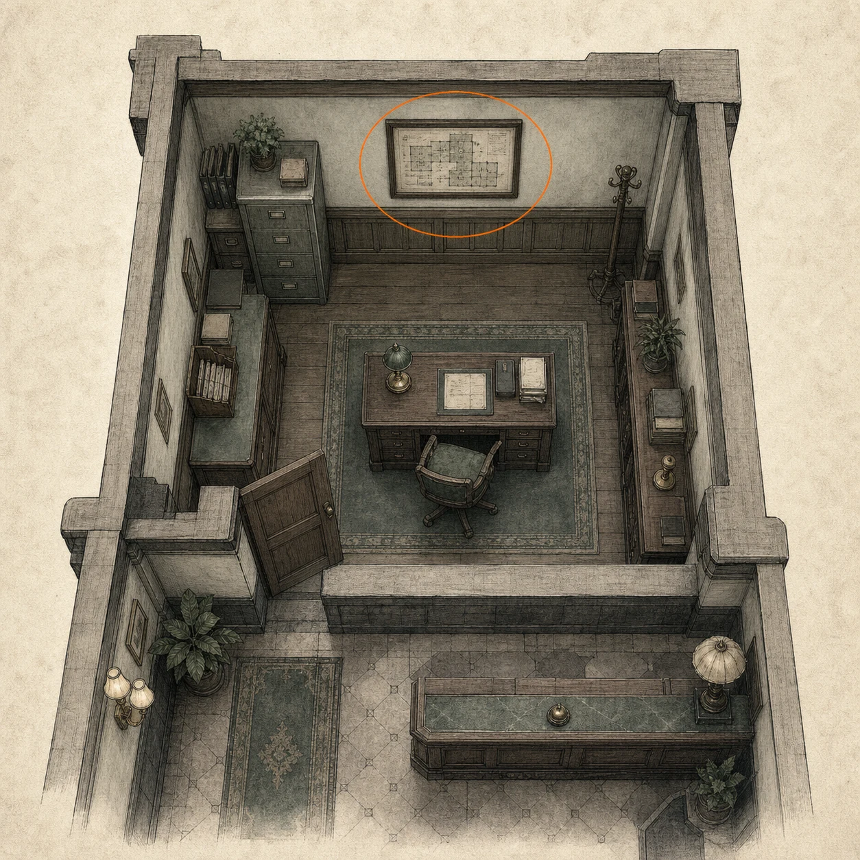 Location sketch for Wrenwood Hotel Map in Resident Evil: Requiem
