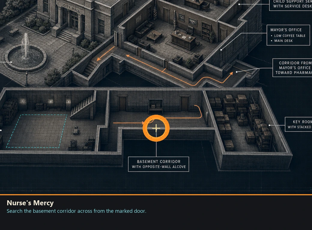 Location sketch for Nurse's Mercy in Romeo Is a Dead Man