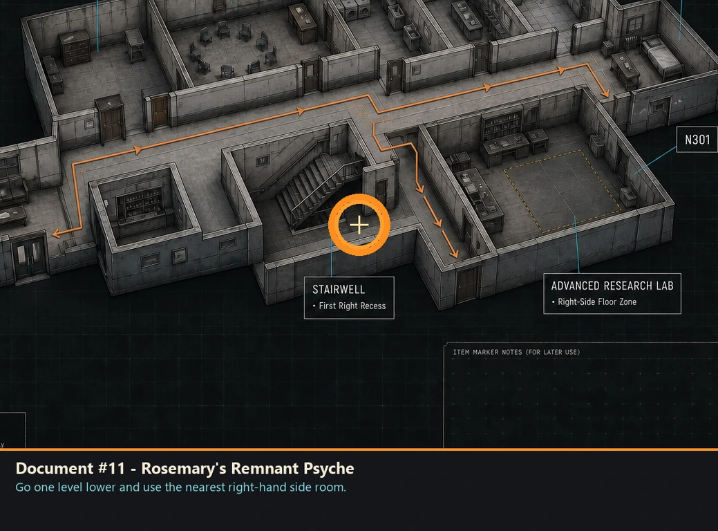 Location sketch for Document #11 - Rosemary's Remnant Psyche in Romeo Is a Dead Man