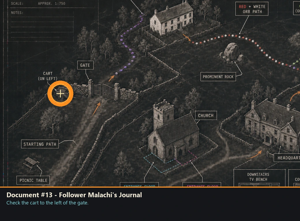 Location sketch for Document #13 - Follower Malachi's Journal in Romeo Is a Dead Man