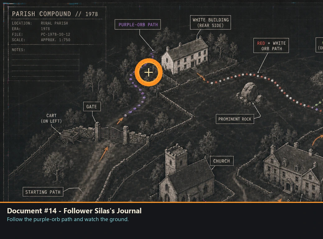 Location sketch for Document #14 - Follower Silas's Journal in Romeo Is a Dead Man