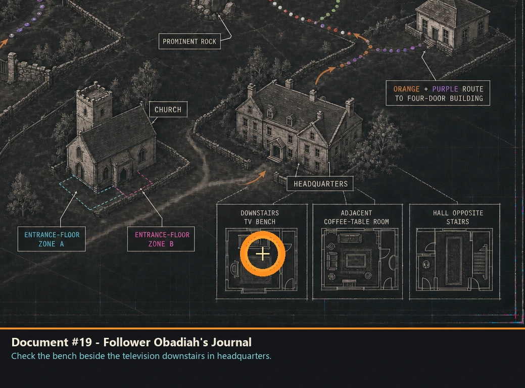 Location sketch for Document #19 - Follower Obadiah's Journal in Romeo Is a Dead Man