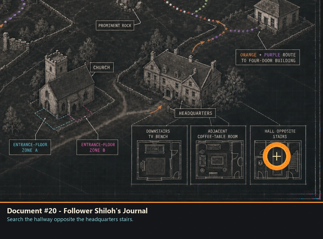 Location sketch for Document #20 - Follower Shiloh's Journal in Romeo Is a Dead Man