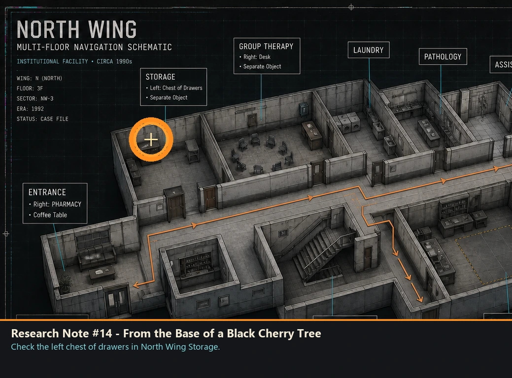 Location sketch for Research Note #14 - From the Base of a Black Cherry Tree in Romeo Is a Dead Man