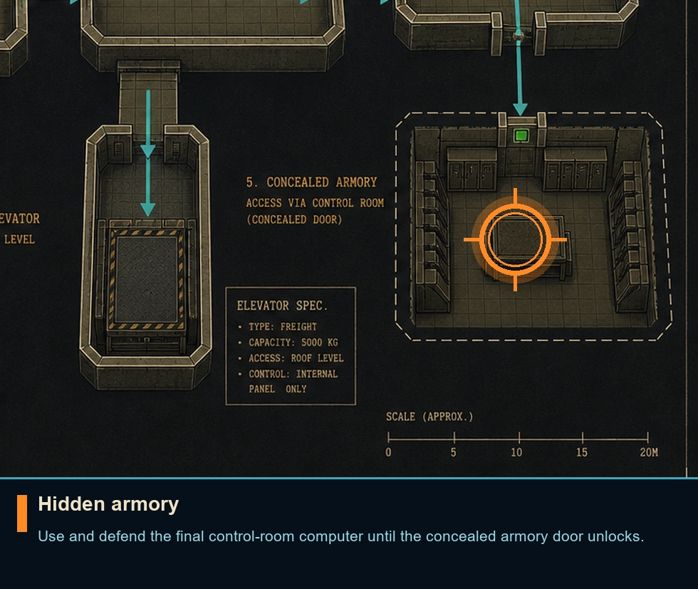 Location sketch for Hidden armory in Syphon Filter