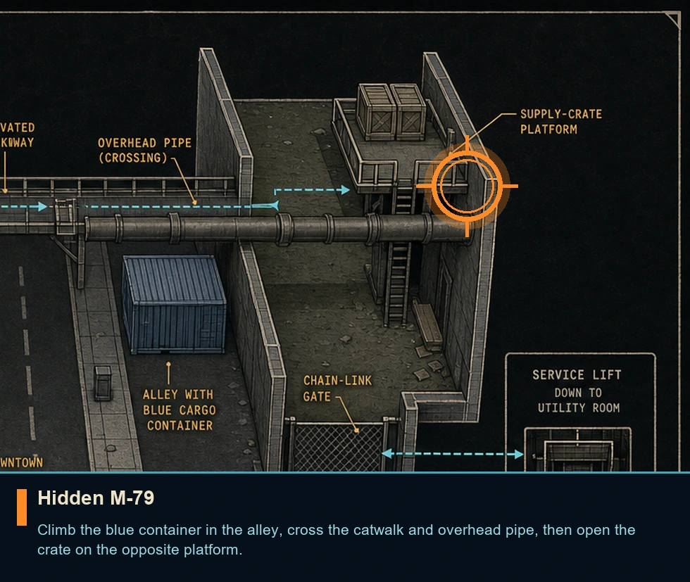 Location sketch for Hidden M-79 in Syphon Filter